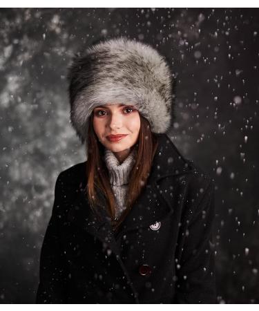 Futrzane Russian Faux Fur Hat for Women - Comfy Cossack Style Silver Fox Design - Buy Online on GoSupps.com
