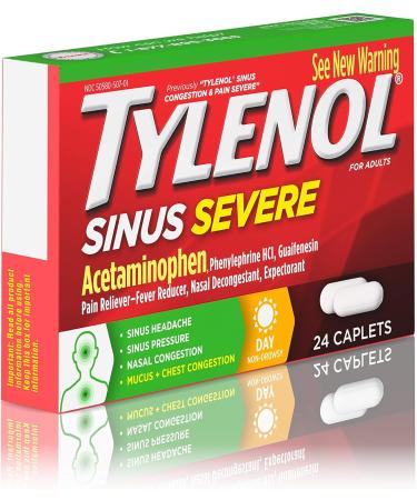 Tylenol Sinus Severe Daytime Caplets - 24 ct | Acetaminophen Guaifenesin Phenylephrine HCl - Buy Online on GoSupps.com