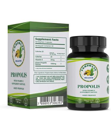 Brazilian Bee Propolis Softgel 1000mg Immune Booster & Antioxidant Supplement | All Natural Allergy Relief - 50 Days Supply - Buy Online on GoSupps.com