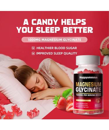 Magnesium Glycinate Gummies 1000mg - Sugar Free Magnesium Potassium Supplement with Vitamin D B6 CoQ10 for Calm Mood & Sleep Support - 60 Strawberry Gummies. Strawberry 60 Count (Pack of 1) - Buy Online on GoSupps.com