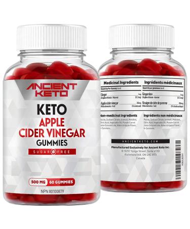 Ancient Keto Sugar Free Keto ACV Gummies, Apple Cider Vinegar Gummy with The Mother, Sugarless, Cleanse & Detox, Healthy Weight, Immune Support, Gut Health, Vegan 60 Count (Pack of 1)