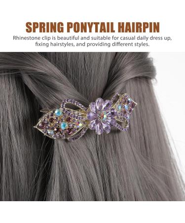 Spring Hair Clips for Women Hair Barrettes for Women Thick Hair Rhinestones Hair Clips for Women Formal Hair Styling Accessories Temperament Hair Clip Purple Crystal Metal Ponytail - Buy Online on GoSupps.com