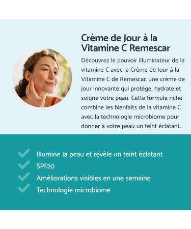 Remescar Vitamin C Day Cream SPF 20 50 ml - Nourishes and hydrates your skin - Anti-Wrinkle Face Cream for Women and Men - Buy Online on GoSupps.com