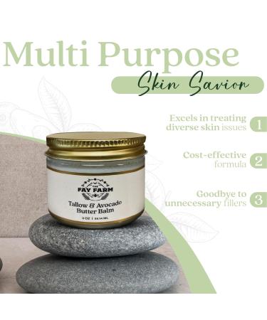 Organic Tallow & Avocado Butter Balm - 2 oz | Herb-Infused Moisturizer with Vitamins A K D E & Essential Oils | Eczema Relief for Face & Body - Buy Online on GoSupps.com