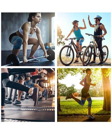 Buy Knee Brace with Side Stabilizers - Medical Grade Compression Sleeve for Pain Relief | Patella Gel Pads | Running - Medium Lake Blue - Buy Online on GoSupps.com