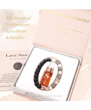 Zebra Jasper Lava Anxiety Bracelet for Women | Aromatherapy Crystal Diffuser with Good Sleep Oil | Anti-Anxiety Relief Wellness Gift | 19cm Medium Size | Gift Box Included - Buy Online on GoSupps.com