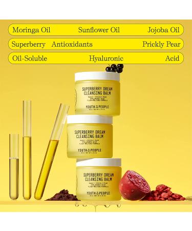 Youth To The People Superberry Dream Cleansing Balm - Hyaluronic Acid Makeup Remover - Vegan Clean Skincare - 3.4oz - Buy Online on GoSupps.com