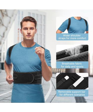 Posture Corrector Back Brace for Men & Women - Adjustable Breathable Full Back Support for Pain Relief - Fits Neck Shoulder Clavicle Upper & Lower Back - Black Large - Buy Online on GoSupps.com