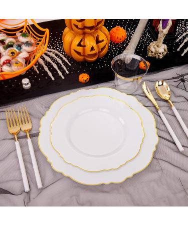 Gold Plastic Silverware Set - 90 Pieces Heavy Duty Cutlery for Christmas - Includes 30 Forks, 30 Spoons, 30 Knives with White Handle - Buy Online on GoSupps.com