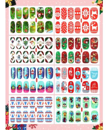 Kalolary Christmas Nail Polish Stickers Kit with Nail File - 8 Sheets Self-Adhesive Wraps for DIY Nail Art - Perfect Manicure Gift for Women and Girls - Buy Online on GoSupps.com
