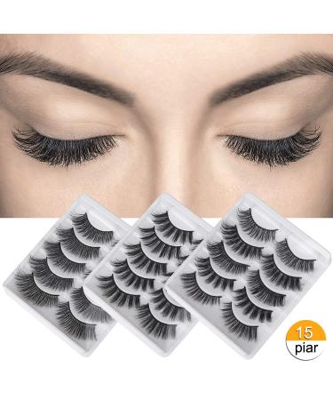 Buy 3D Natural Thick Long Artificial Eyelashes - 15 Pairs Handmade Eyelash Extensions for Makeup & Cosplay - Buy Online on GoSupps.com