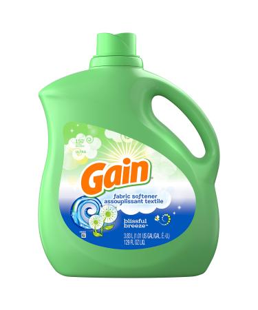 Gain Fabric Softener, Blissful Breeze, 129 fl oz, 150 Loads, HE Compatible Liquid Fabric Softener