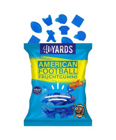 40YARDS 40YARDS American Football Caffeine Candy (175g bag) Fruit-flavored football-shaped candy (helmet football goal referee quarterback and playing field) Energy Snack with 148mg of