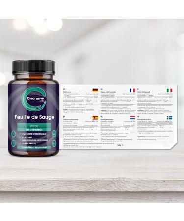 Sage Tablets - 365 Pack - 1 Year Supply - 1800mg High Potency Sage Leaf Tablets - Menopause Support - Vegan - Clearwave Health - Buy Online on GoSupps.com