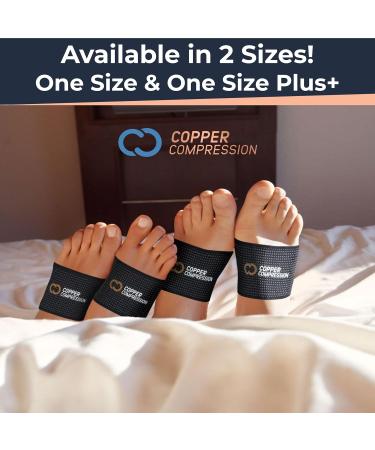 Buy Copper Compression Arch Support Sleeves for Plantar Fasciitis - Pain Relief Brace for Wider Feet - 1 Pair - Plus Size - Black - Buy Online on GoSupps.com