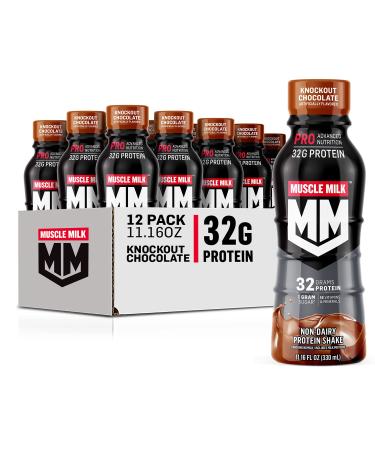 Muscle Milk Pro Advanced Nutrition Protein Shake, Knockout Chocolate, 11.16 Fl Oz Bottle, 12 Pack, 32g Protein, 1g Sugar, 16 Vitamins & Minerals, 5g Fiber, Workout Recovery, Energizing Snack, Packaging May Vary Bottle Chocolate 11.2 Fl Oz (Pack of 12)