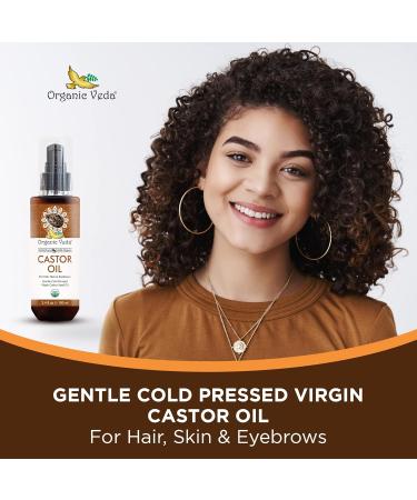 Organic Veda Pure Castor Oil - 100% Organic Cold Pressed Virgin Oil for Hair Skin Eyebrows & Nails - No Additives - 100 mL - Buy Online on GoSupps.com