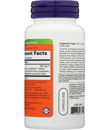 Now Foods Relora 300 mg - 60 Veg Capsules for Stress Relief & Mood Support - Buy Online on GoSupps.com