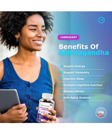 CABRHEART Ashwagandha Gummies for Women Men,Stress Relief,Immune Support,Calm Mood,Melatonin,2000mg Ashwagandha Root Extract Supplements Gummy,90 Count - Buy Online on GoSupps.com