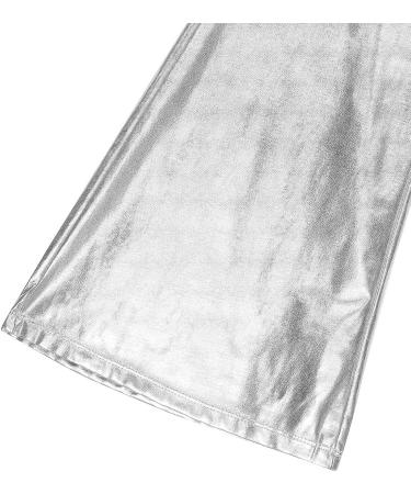 Inhzoy Men's Shiny Metallic Holographic Disco Flared Bell Bottom Pants - Silver Medium | Fashion Dance Trousers - Buy Online on GoSupps.com