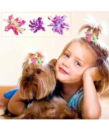 Pet Show 10 Pairs Small Dog Hair Bows with Rubber Bands - Floral Style Grooming Supplies for Yorkie, Cat, Puppies | Bowknot Hair Accessories Set - Buy Online on GoSupps.com