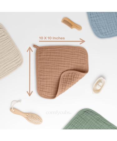 Comfy Cubs Baby Towels - Soft Musselin Cotton Washcloths for Newborns 25.4x25.4 cm Pack of 6 Ideal Gift for Boys & Girls - Buy Online on GoSupps.com