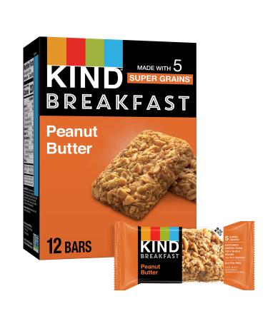 KIND Breakfast, Healthy Snack Bar, Peanut Butter, Gluten Free Breakfast Bars, 100% Whole Grains, 1.76 OZ Packs (30 Count) Peanut Butter 30.0