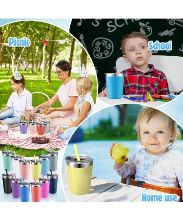 Yahenda 12 Set Kids Cups with Straws and Lids - Stainless Steel Sippy Cup | Vacuum Insulated Water Bottle | Spill Proof Hot Drink Tumbler - 8.5 oz Bright Color - Buy Online on GoSupps.com