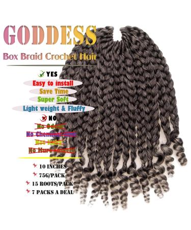 7 Packs 10 Goddess Box Braid Crochet Hair with Toni Curl Ends - Ombre Gray Bohemian Box Braids for Black Women & Kids - 105 Strands T1B/Gray - Buy Online on GoSupps.com