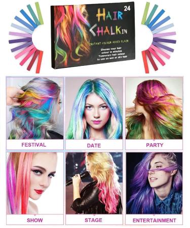 Haircarrow 24 Color Hair Ceride Set | Non-Toxic Washable Temporary Hair Colors for Kids & Adults | Perfect for Halloween Parties & Festivals - Buy Online on GoSupps.com