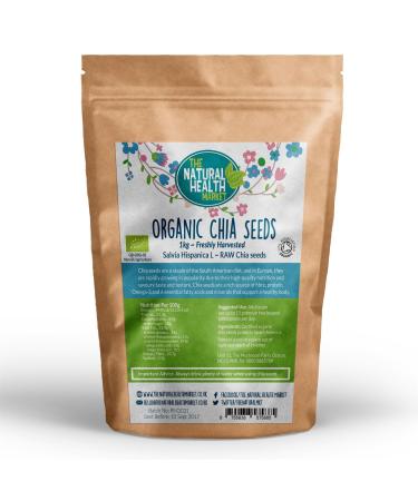 Organic Chia Seeds by The Natural Health Market Soil Association Certified Organic Mixed Black Chia and White Chia Rich Protein Source (1kg) 1 kg (Pack of 1)
