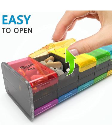 Extra Large 7 Day Pill Organizer - XXL Weekly AM PM Pill Box for Vitamins & Supplements - Big Jumbo Medicine Holder 2 Times a Day - Buy Online on GoSupps.com