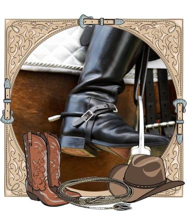 Agate Black Leather Spur Straps - 50cm/19.7in Stainless Steel Buckle Perfect for Horse Riding & High Boots | Premium Horse Accessories - Buy Online on GoSupps.com