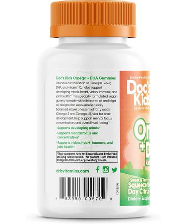 Doctor's Best Omega + DHA Kids Gummies - 90 Gelatin-Free Citrus Gummies - Buy Online on GoSupps.com