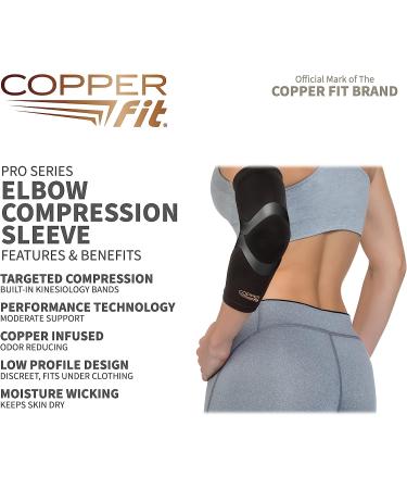 Copper Fit Pro Series Compression Elbow Sleeve - Large Black with Copper Trim - Buy Online on GoSupps.com