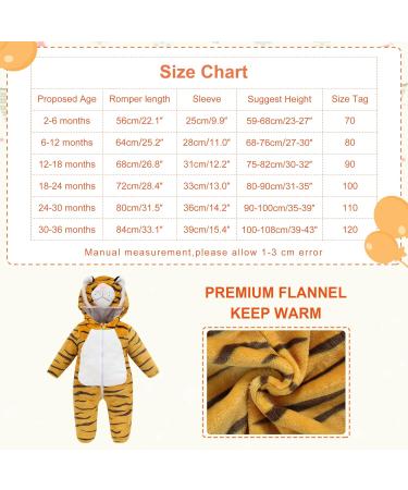 COOKY.D Unisex Winter Hooded Romper Jumpsuit 6-12 Months Tiger Print - Buy Online on GoSupps.com