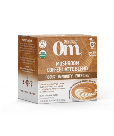 Om Mushrooms Mushroom Powered Coffee Latte Blend 10 Packets 0.28 oz (8 g) Each