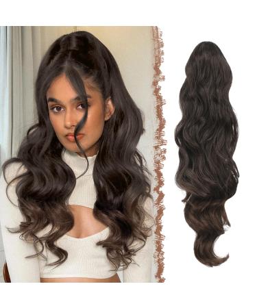 Feshfen ponytail hair part hair extension with cord strain ponytail extension synthetic wavy curly curly curve ponytail extension for women black to brown 60cm 60 cm black to brown - Buy Online on GoSupps.com