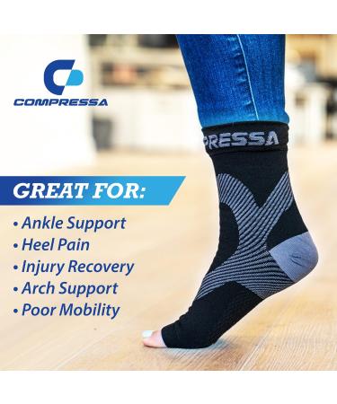 Compressa Ankle Brace for Men & Women - Premium Compression Sleeve for Joint Pain Relief Muscle Recovery Arthritis & Injury Support (3 Pairs - Buy Online on GoSupps.com