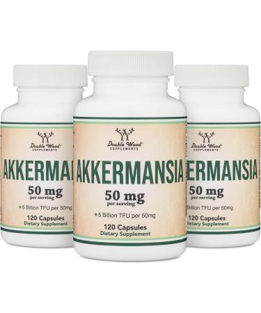 Akkermansia Probiotic and Postbiotic (Increases GLP-1 Production) 120 Capsules, 50mg per Serving (Third Party Tested to 5 Billion TFU per Serving, 50 Billion CFU per Gram) by Double Wood - Buy Online on GoSupps.com