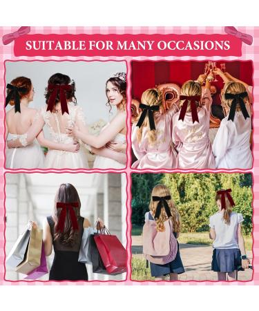 Acwoo Satin-Haired Hair Clips with Loop | 90s Bowknot French Band Hairpins for Parties & Christmas - Buy Online on GoSupps.com