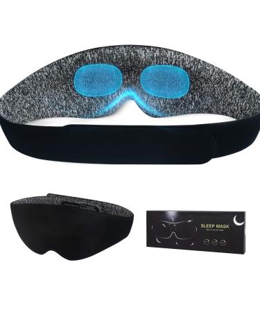AiSleep Eye Mask for Adults 3D Contoured Cup & Blindfold Lightweight Sleep aids for Adults with Adjustable Headband Soft Comfort Eye Shade Cover for Travel Yoga Nap Fathers Day Gift Black