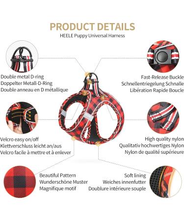 Adjustable Reflective Dog Harness for Small Dogs - Breathable Anti-Train Plaid Red - Perfect for Walking & Training - Buy Online on GoSupps.com