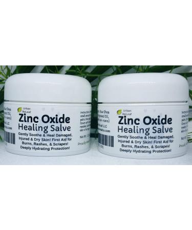 Urban ReLeaf Zinc Oxide Salve Set of 2! Gently Soothe & Heal Damaged Injured & Dry Skin! First Aid Burns Rashes Scrapes! Deeply Hydrating Protection. 100% Natural! Safe for All Delicate Skin!