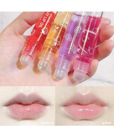 Fruity Roll on Lip Gloss Lip Oil Lip Balm Lip Glosses Fruit Transparent Glossy Lip Gloss Set for Lip Care and Keep Lips Moisturized - Buy Online on GoSupps.com