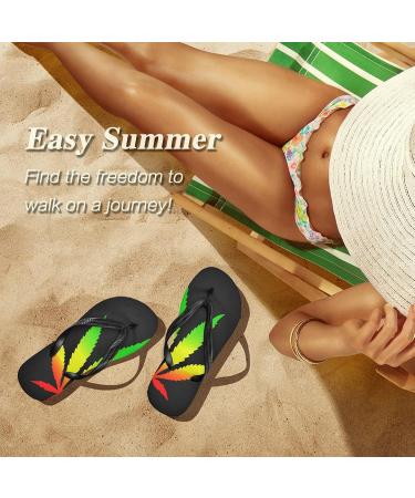 Buy Mnsruu Marijuana Leaf Flip Flops | Stylish Sandals for Men & Women | Perfect for Travel & Spa - Buy Online on GoSupps.com