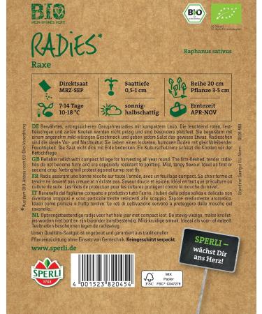 Buy Sperli 82045 ORGANIC Red Radish Seeds - Year-Round Reliable Growth Mild & Spicy Flavor - International Shipping Available - Buy Online on GoSupps.com
