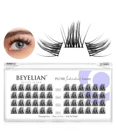 Beyelian single eyelashes C curl cluster eyelashes cluster lashes 48 PCs 0.07mm 10mm diy eyelash extensions individual lashes at home super thin black band (luxury) 48 pieces (1 Pack) C-black 10mm luxury