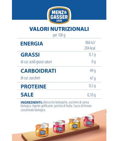  MENZ & GASSER 1935 Menz&Gasser Organic Extra Apricot Jam Single-Serve with Fruit 100% Made in Italy 24 x 28g Jars - Buy Online on GoSupps.com