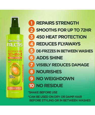 Garnier Fructis Sleek & Shine 10-in-1 Hair Care Spray - 8.1 fl oz - Buy Online on GoSupps.com